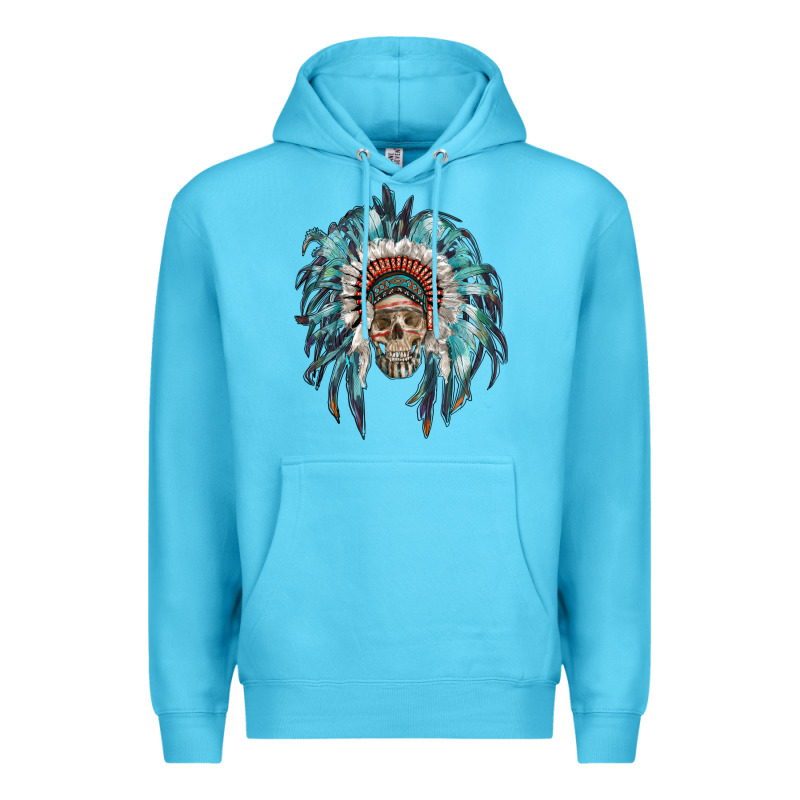 Indian Headdress With Native American Skull Premium Hoodie by RanaPortraitStore | Teevron
