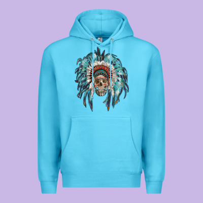 Indian Headdress With Native American Skull Premium Hoodie Designed By Ranaportraitstore