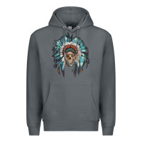 Rock indian headdress with native american skull Premium Hoodie - RanaPortraitStore