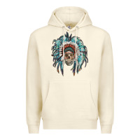 Sandshell indian headdress with native american skull Premium Hoodie - RanaPortraitStore
