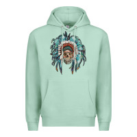 Seafoam indian headdress with native american skull Premium Hoodie - RanaPortraitStore