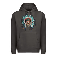 Smoke indian headdress with native american skull Premium Hoodie - RanaPortraitStore