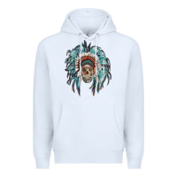 White indian headdress with native american skull Premium Hoodie - RanaPortraitStore