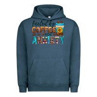 Pigment Midnight Navy fueled by coffee and anxiety Urban Hoodie - Zillion Design Studio