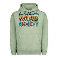 Pigment Oil Green fueled by coffee and anxiety Urban Hoodie - Zillion Design Studio