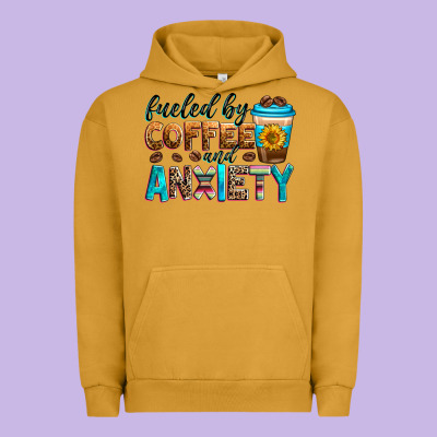 Fueled By Coffee And Anxiety Urban Hoodie Designed By Zillion Design Studio