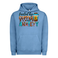 Pigment Pebble Blue fueled by coffee and anxiety Urban Hoodie - Zillion Design Studio