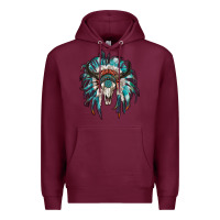 Burgundy indian headdress with bull skull Premium Hoodie - RanaPortraitStore