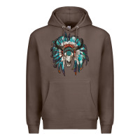 Coffee indian headdress with bull skull Premium Hoodie - RanaPortraitStore