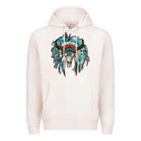 Pale Pink indian headdress with bull skull Premium Hoodie - RanaPortraitStore