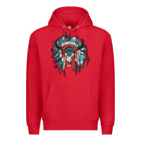 Red indian headdress with bull skull Premium Hoodie - RanaPortraitStore