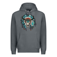 Rock indian headdress with bull skull Premium Hoodie - RanaPortraitStore