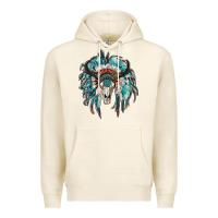 Tofu indian headdress with bull skull Premium Hoodie - RanaPortraitStore