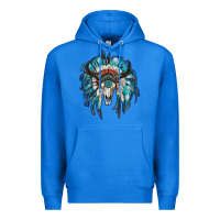 True Royal indian headdress with bull skull Premium Hoodie - RanaPortraitStore