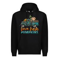 Black farm fresh pumpkins truck Premium Hoodie - RanaPortraitStore
