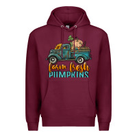Burgundy farm fresh pumpkins truck Premium Hoodie - RanaPortraitStore