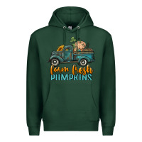 Sports Green farm fresh pumpkins truck Premium Hoodie - RanaPortraitStore