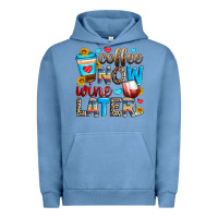 Pigment Pebble Blue coffee now wine later Urban Hoodie - Zillion Design Studio