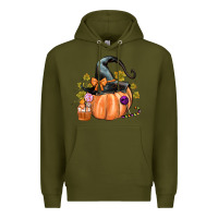 Army Green Kids Pumpkin with Halloween Premium Hoodie - texasbilliewilder