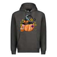 Charcoal Heather Kids Pumpkin with Halloween Premium Hoodie - texasbilliewilder