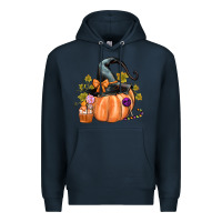 Navy Kids Pumpkin with Halloween Premium Hoodie - texasbilliewilder
