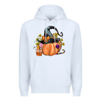 White Kids Pumpkin with Halloween Premium Hoodie - texasbilliewilder