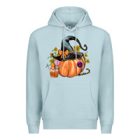 Blue Mist Kids Pumpkin with Halloween Premium Hoodie - texasbilliewilder