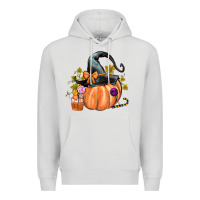 Dove Grey Kids Pumpkin with Halloween Premium Hoodie - texasbilliewilder