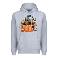 Heather Grey Kids Pumpkin with Halloween Premium Hoodie - texasbilliewilder