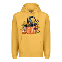 Mustard Kids Pumpkin with Halloween Premium Hoodie - texasbilliewilder