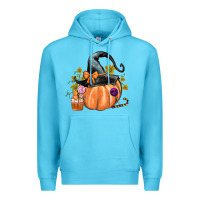 Ocean Blue Kids Pumpkin with Halloween Premium Hoodie - texasbilliewilder