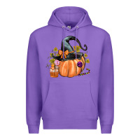 Purple Kids Pumpkin with Halloween Premium Hoodie - texasbilliewilder