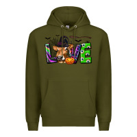 Army Green Love Halloween Cow Premium Hoodie - texasbilliewilder