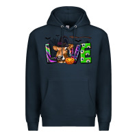 Navy Love Halloween Cow Premium Hoodie - texasbilliewilder