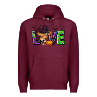 Burgundy Love Halloween Cow Premium Hoodie - texasbilliewilder