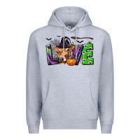 Heather Grey Love Halloween Cow Premium Hoodie - texasbilliewilder
