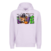 Lilac Love Halloween Cow Premium Hoodie - texasbilliewilder