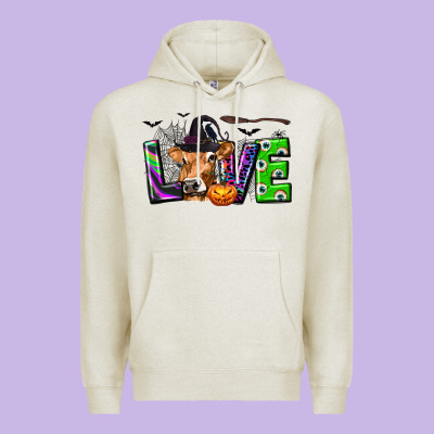 Love Halloween Cow Premium Hoodie Designed By Texasbilliewilder