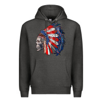 Charcoal Heather american indian headdress with skull Premium Hoodie - RanaPortraitStore