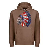 Chestnut american indian headdress with skull Premium Hoodie - RanaPortraitStore