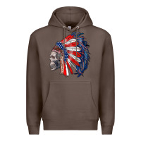 Coffee american indian headdress with skull Premium Hoodie - RanaPortraitStore