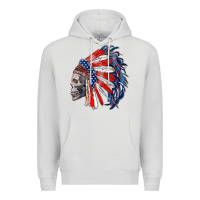 Dove Grey american indian headdress with skull Premium Hoodie - RanaPortraitStore