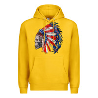 Lemon american indian headdress with skull Premium Hoodie - RanaPortraitStore