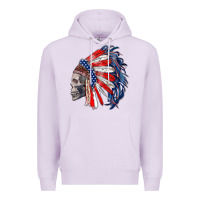 Lilac american indian headdress with skull Premium Hoodie - RanaPortraitStore