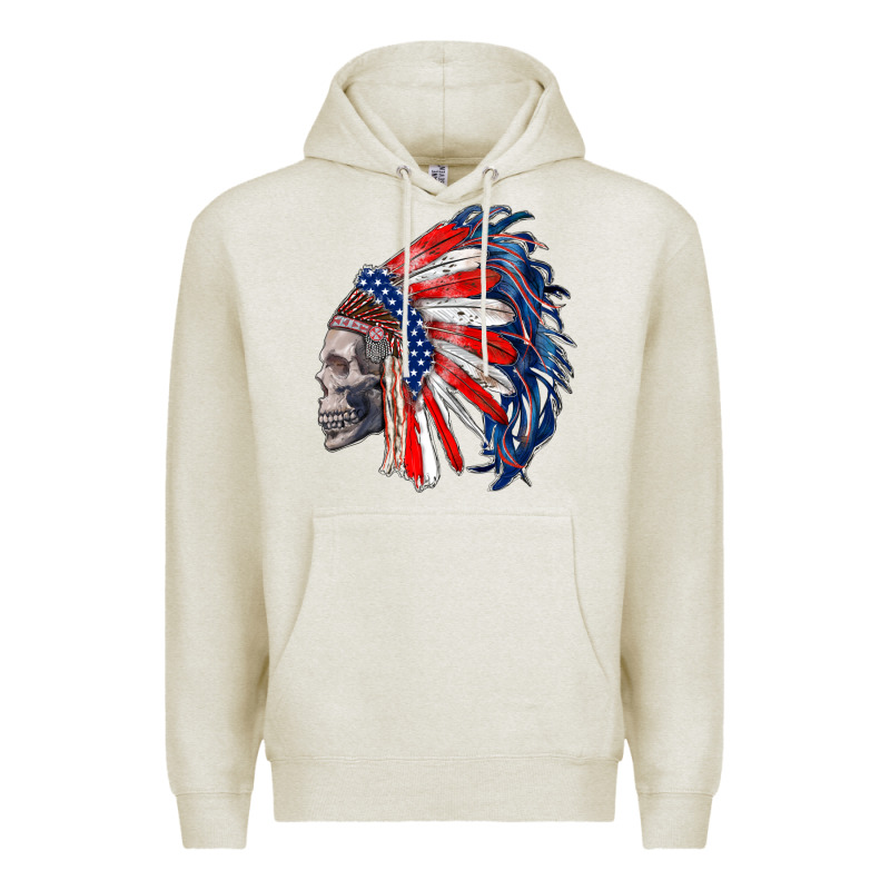 American Indian Headdress With Skull Premium Hoodie by RanaPortraitStore | Teevron