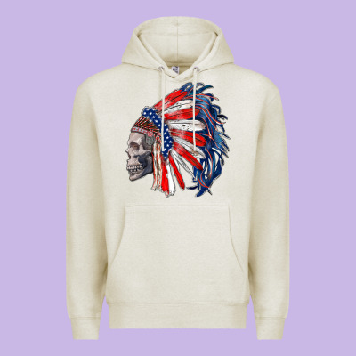 American Indian Headdress With Skull Premium Hoodie Designed By Ranaportraitstore