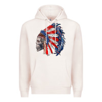 Pale Pink american indian headdress with skull Premium Hoodie - RanaPortraitStore