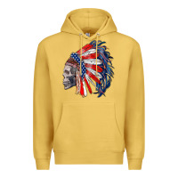 Antique Gold american indian headdress with skull Premium Hoodie - RanaPortraitStore