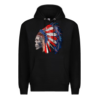 Black american indian headdress with skull Premium Hoodie - RanaPortraitStore