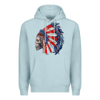 Blue Mist american indian headdress with skull Premium Hoodie - RanaPortraitStore